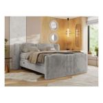 Łóżko kontynentalne, elektrycznie sterowane z pilota - FORTINA 200x200 - H4 - jasnoszary, plusz