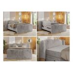 Łóżko kontynentalne, elektrycznie sterowane z pilota - FORTINA 180x200 - H4 - jasnoszary, plusz