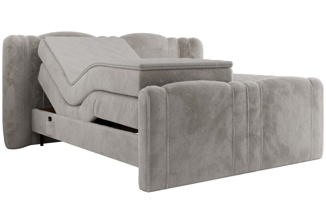 Łóżko kontynentalne, elektrycznie sterowane z pilota - FORTINA 180x200 - H4 - jasnoszary, plusz