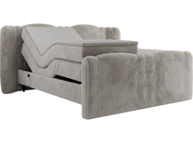 Łóżko kontynentalne, elektrycznie sterowane z pilota - FORTINA 160x200 - H4 - jasnoszary, plusz