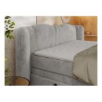 Łóżko kontynentalne, elektrycznie sterowane z pilota - FORTINA 160x200 - H4 - jasnoszary, plusz