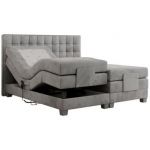 Łóżko kontynentalne, elektrycznie sterowane z pilota - ELECTRO 200x200 - H4 - jasnoszary, welwet