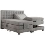 Łóżko kontynentalne, elektrycznie sterowane z pilota - ELECTRO 180x200 - H3 - jasnoszary, welwet