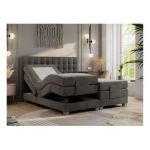 Łóżko kontynentalne, elektrycznie sterowane z pilota - ELECTRO 180x200 - H4 - ciemnoszary, welwet