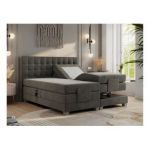Łóżko kontynentalne, elektrycznie sterowane z pilota - ELECTRO 180x200 - H4 - ciemnoszary, welwet