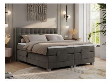 Łóżko kontynentalne, elektrycznie sterowane z pilota - ELECTRO 140x200 - H4 - ciemnoszary, welwet