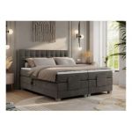 Łóżko kontynentalne, elektrycznie sterowane z pilota - ELECTRO 160x200 - H3 - ciemnoszary, welwet