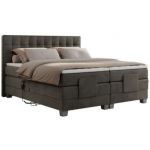 Łóżko kontynentalne, elektrycznie sterowane z pilota - ELECTRO 160x200 - H3 - ciemnoszary, welwet