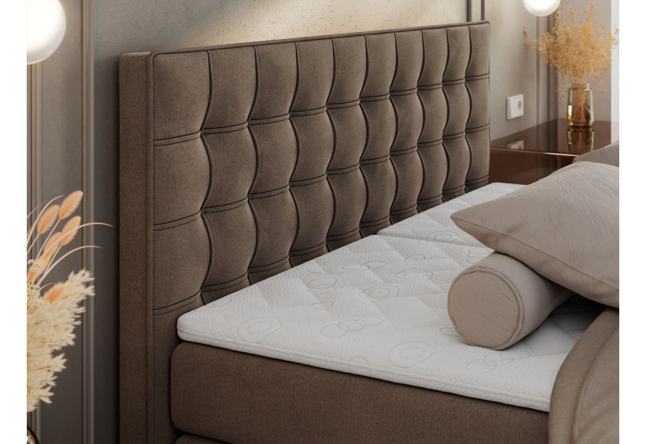 Łóżko kontynentalne, elektrycznie sterowane z pilota - ELECTRO 140x200 - H3 - brązowy, welwet