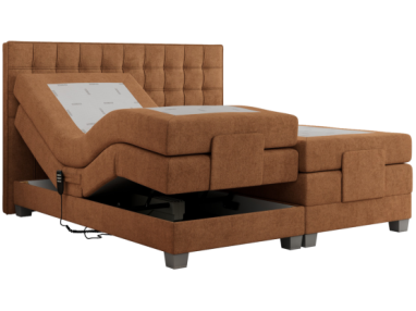 Łóżko kontynentalne, elektrycznie sterowane z pilota - ELECTRO 160x200 - H4 - pomarańczowy, struktura