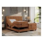 Łóżko kontynentalne, elektrycznie sterowane z pilota - ELECTRO 180x200 - H3 - pomarańczowy, struktura