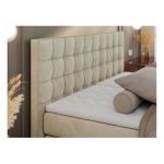 Łóżko kontynentalne, elektrycznie sterowane z pilota - ELECTRO 200x200 - H4 - beżowy, welwet