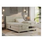 Łóżko kontynentalne, elektrycznie sterowane z pilota - ELECTRO 140x200 - H4 - beżowy, welwet