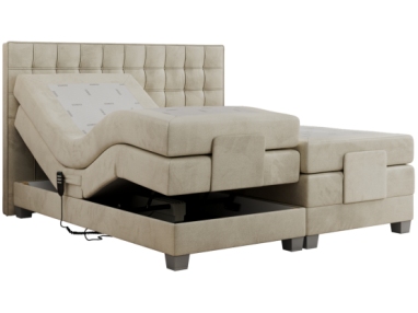 Łóżko kontynentalne, elektrycznie sterowane z pilota - ELECTRO 200x200 - H3 - beżowy, welwet