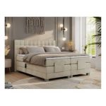 Łóżko kontynentalne, elektrycznie sterowane z pilota - ELECTRO 160x200 - H3 - beżowy, welwet