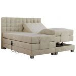 Łóżko kontynentalne, elektrycznie sterowane z pilota - ELECTRO 140x200 - H3 - beżowy, welwet