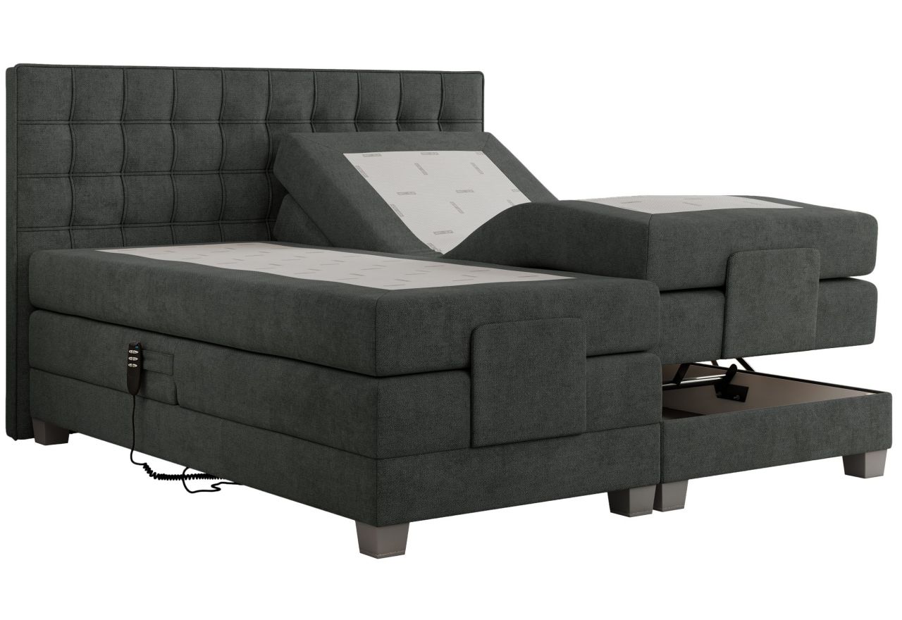 Łóżko kontynentalne, elektrycznie sterowane z pilota - ELECTRO 200x200 - H3 - ciemnoszary, struktura