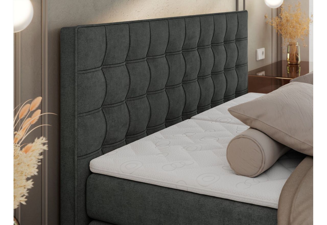 Łóżko kontynentalne, elektrycznie sterowane z pilota - ELECTRO 140x200 - H3 - ciemnoszary, struktura