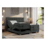 Łóżko kontynentalne, elektrycznie sterowane z pilota - ELECTRO 140x200 - H3 - ciemnoszary, struktura