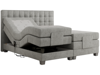 Łóżko kontynentalne, elektrycznie sterowane z pilota - ELECTRO 140x200 - H4 - jasnoszary, struktura