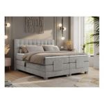 Łóżko kontynentalne, elektrycznie sterowane z pilota - ELECTRO 180x200 - H3 - jasnoszary, struktura