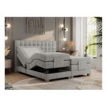 Łóżko kontynentalne, elektrycznie sterowane z pilota - ELECTRO 140x200 - H3 - jasnoszary, struktura