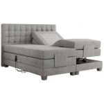 Łóżko kontynentalne, elektrycznie sterowane z pilota - ELECTRO 140x200 - H3 - jasnoszary, struktura