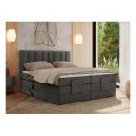 Łóżko kontynentalne, sterowane elektrycznie - COMFORTO 160x200 - H4 - ciemnoszary, welwet