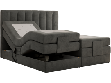 Łóżko kontynentalne, sterowane elektrycznie - COMFORTO 160x200 - H4 - ciemnoszary, welwet