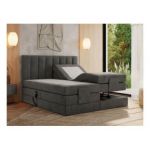 Łóżko kontynentalne, sterowane elektrycznie - COMFORTO 160x200 - H4 - ciemnoszary, welwet