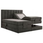 Łóżko kontynentalne, sterowane elektrycznie - COMFORTO 160x200 - H4 - ciemnoszary, welwet