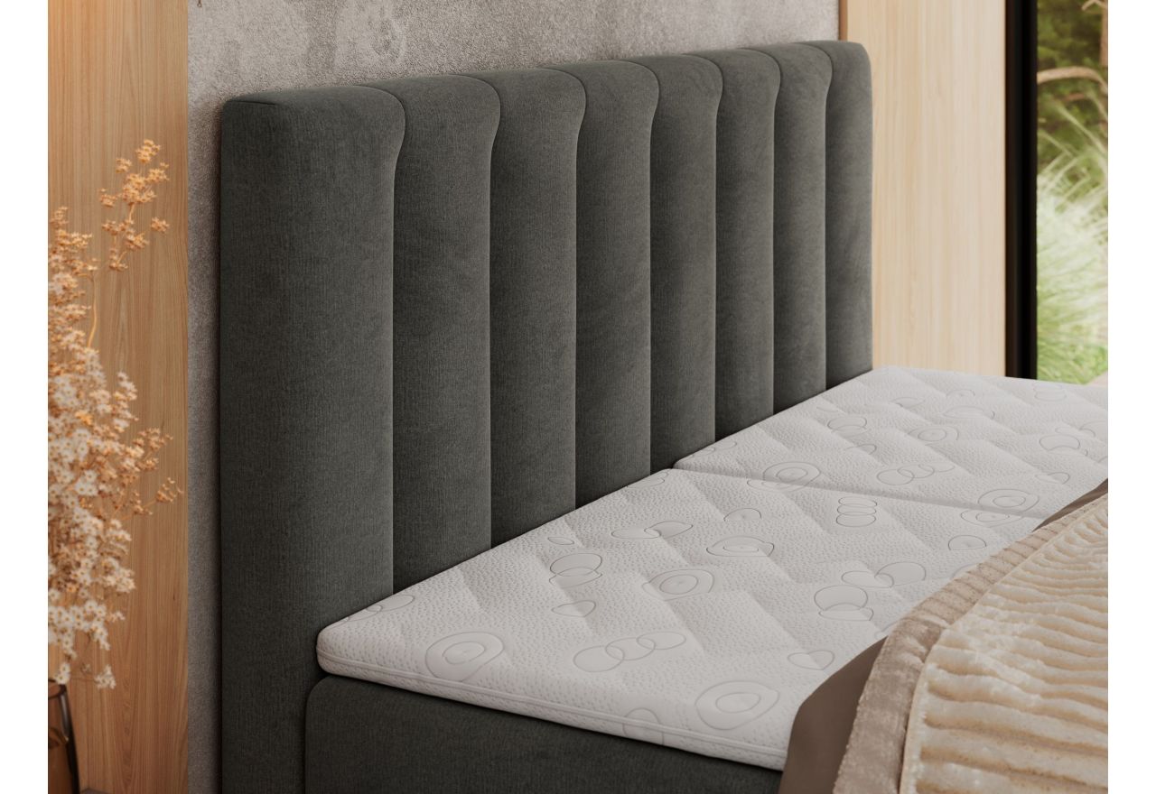 Łóżko kontynentalne, sterowane elektrycznie - COMFORTO 160x200 - H3 - ciemnoszary, welwet