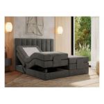 Łóżko kontynentalne, sterowane elektrycznie - COMFORTO 140x200 - H3 - ciemnoszary, welwet