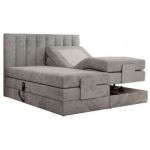 Łóżko kontynentalne, sterowane elektrycznie - COMFORTO 180x200 - H4 - jasnoszary, welwet