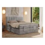 Łóżko kontynentalne, sterowane elektrycznie - COMFORTO 140x200 - H4 - jasnoszary, welwet