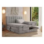 Łóżko kontynentalne, sterowane elektrycznie - COMFORTO 140x200 - H4 - jasnoszary, welwet
