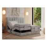 Łóżko kontynentalne, sterowane elektrycznie - COMFORTO 200x200 - H3 - jasnoszary, welwet