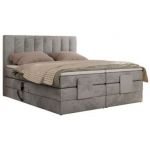 Łóżko kontynentalne, sterowane elektrycznie - COMFORTO 200x200 - H3 - jasnoszary, welwet