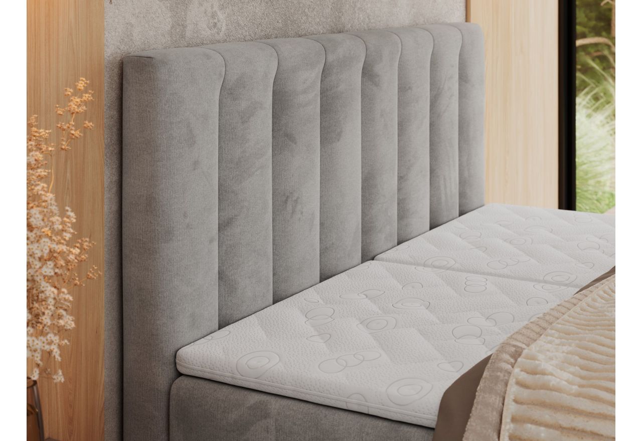 Łóżko kontynentalne, sterowane elektrycznie - COMFORTO 160x200 - H3 - jasnoszary, welwet