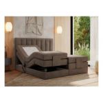 Łóżko kontynentalne, sterowane elektrycznie - COMFORTO 160x200 - H4 - brązowy, welwet