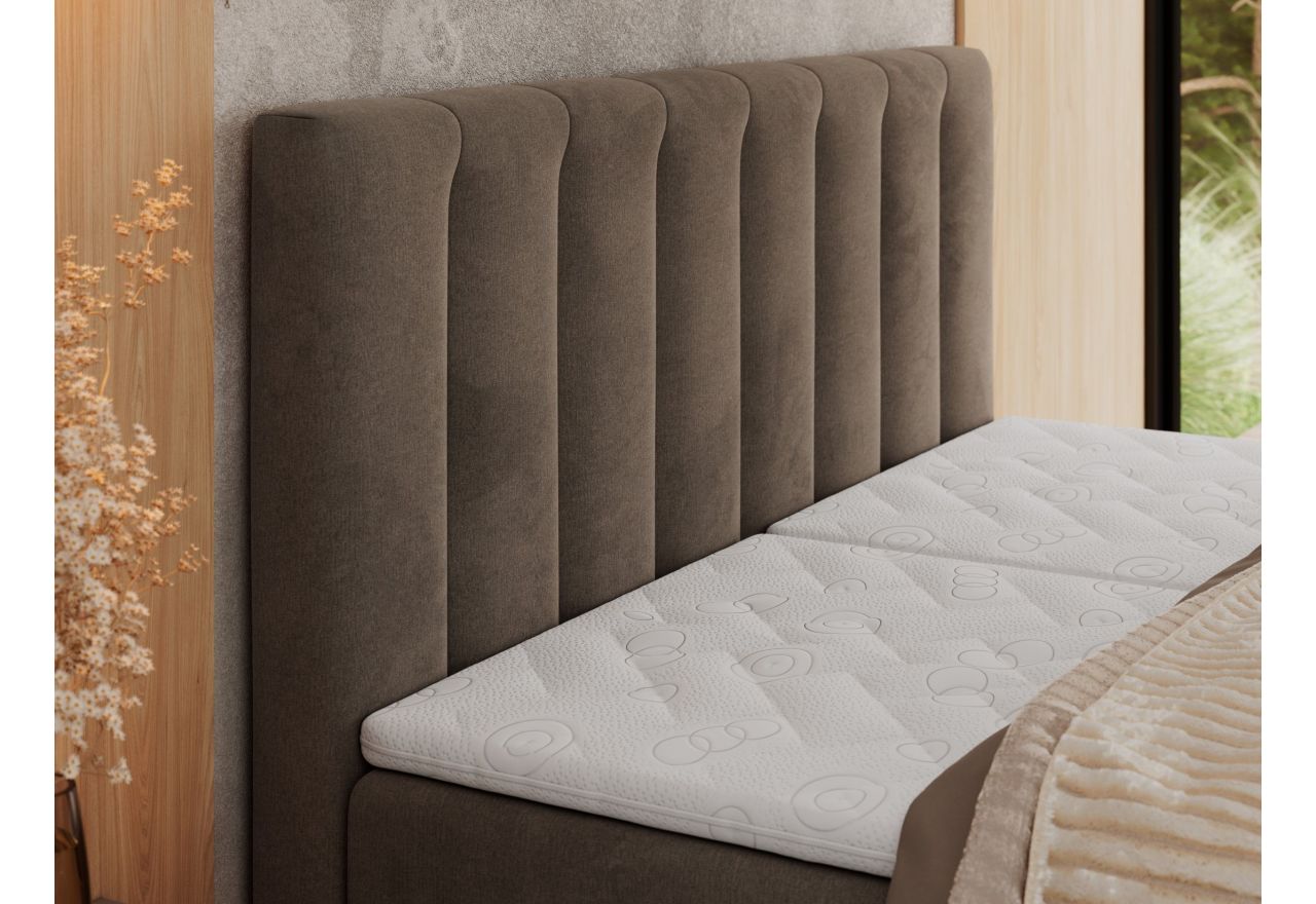 Łóżko kontynentalne, sterowane elektrycznie - COMFORTO 160x200 - H4 - brązowy, welwet