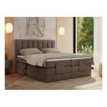 Łóżko kontynentalne, sterowane elektrycznie - COMFORTO 140x200 - H4 - brązowy, welwet