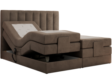 Łóżko kontynentalne, sterowane elektrycznie - COMFORTO 200x200 - H3 - brązowy, welwet