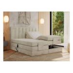 Łóżko kontynentalne, sterowane elektrycznie - COMFORTO 180x200 - H4 - beżowy, welwet
