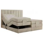 Łóżko kontynentalne, sterowane elektrycznie - COMFORTO 180x200 - H4 - beżowy, welwet