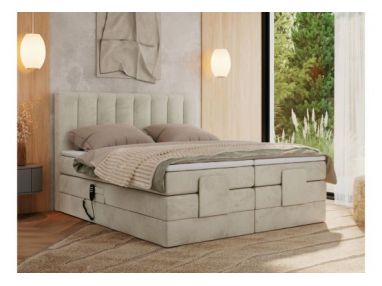 Łóżko kontynentalne, sterowane elektrycznie - COMFORTO 160x200 - H4 - beżowy, welwet