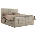 Łóżko kontynentalne, sterowane elektrycznie - COMFORTO 160x200 - H4 - beżowy, welwet
