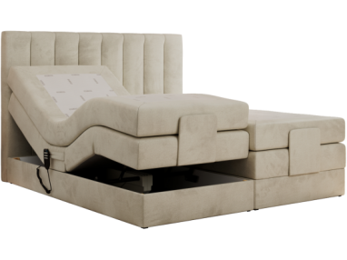 Łóżko kontynentalne, sterowane elektrycznie - COMFORTO 140x200 - H4 - beżowy, welwet