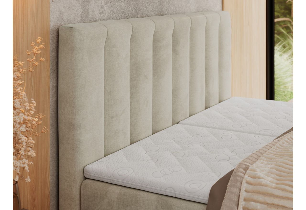 Łóżko kontynentalne, sterowane elektrycznie - COMFORTO 140x200 - H4 - beżowy, welwet