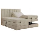 Łóżko kontynentalne, sterowane elektrycznie - COMFORTO 160x200 - H3 - beżowy, welwet